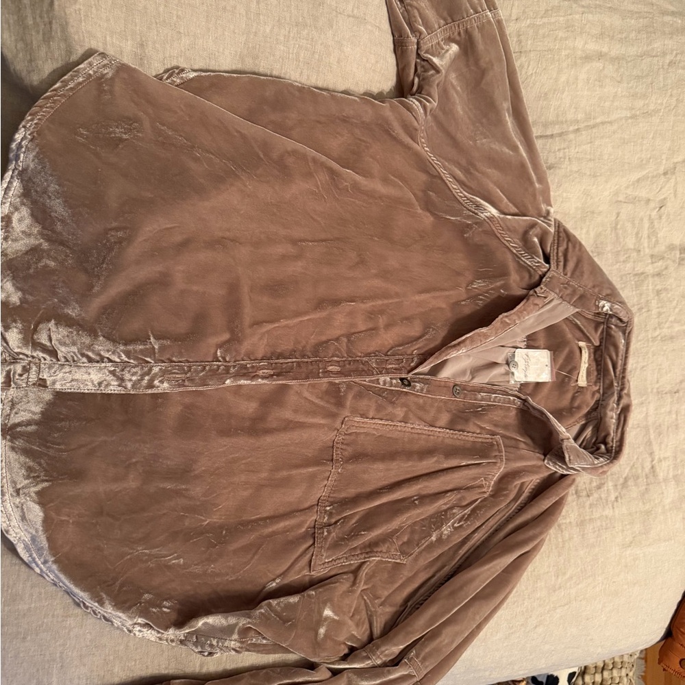 Free People Velvet Button Down Shirt